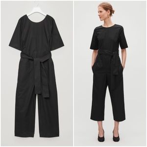 COS Black Short Sleeve Poplin Cotton Jumpsuit 4 Small